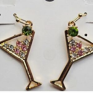 Martini Glass Crystals Earring Isaac Mizrahi NWT